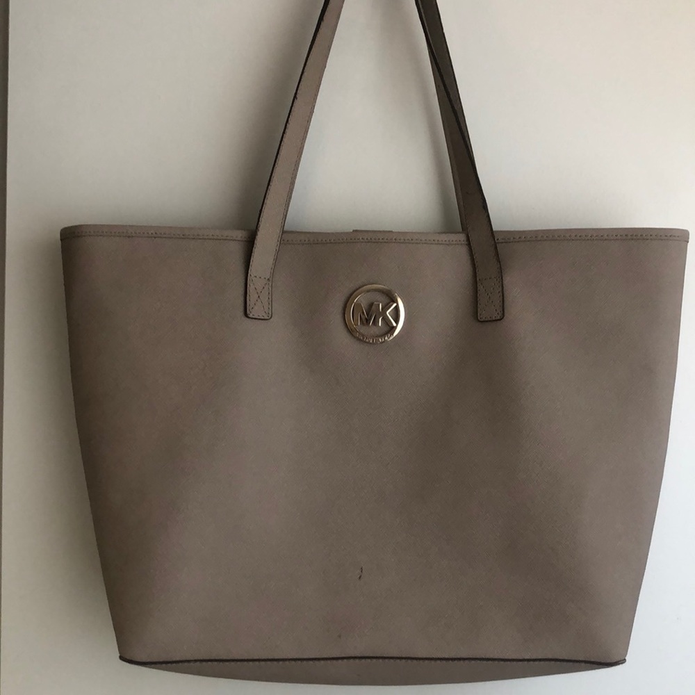 Michael Kors large leather grey tote bag